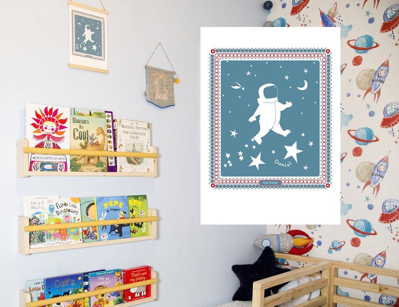 Space Man Nursery Print designed in collaboration with Eco Bairn Interiors