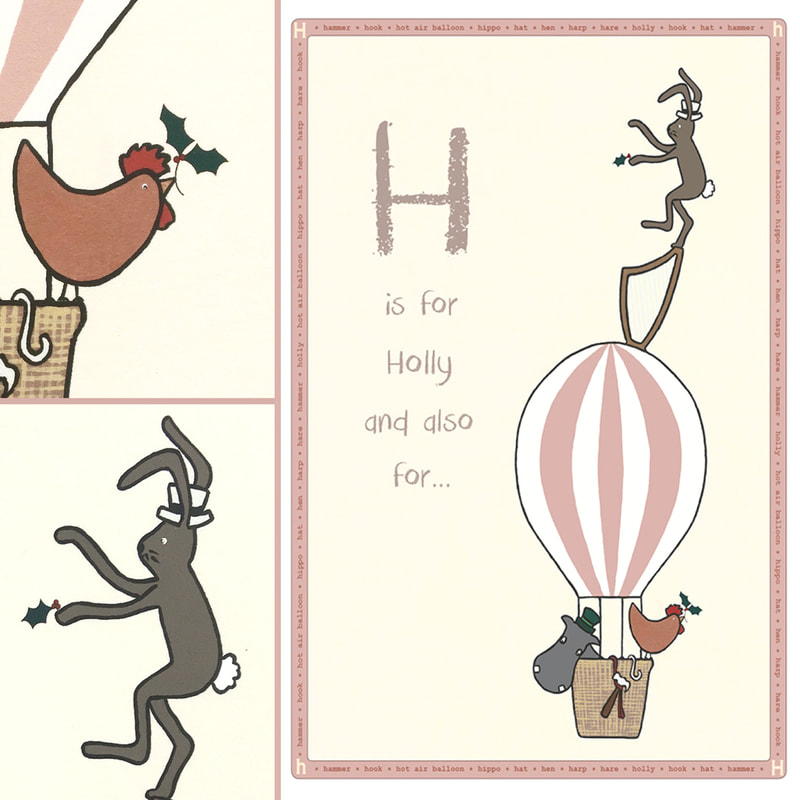 alphabet print for a little girl called Holly with holly leaves and berries by Little Letter Studio